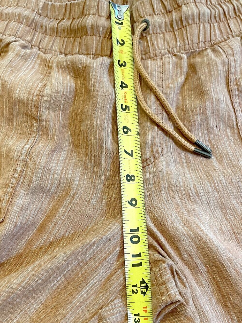 Athleta Cabo Women's 100% Linen Wide Leg Pant Sz 16 Terracotta Striped Boho Chic - Picture 8 of 15